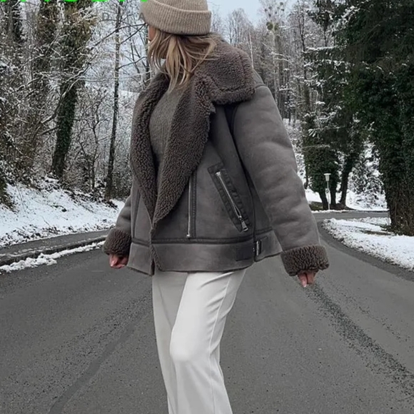 NWT ZARA DOUBLE FACED FAUX SHEARLING FUR JACKET - Picture 11 of 16